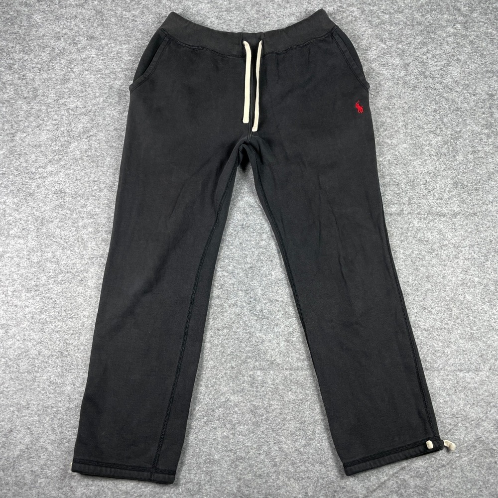 Polo Ralph Lauren Sweatpants Mens M Black Fleece Drawstring Hem Pony Embroidered